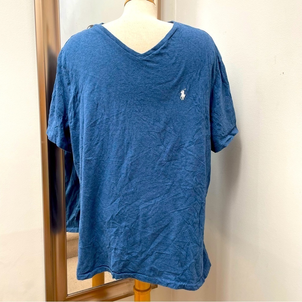 Blue Polo v neck cotton T-shirt.